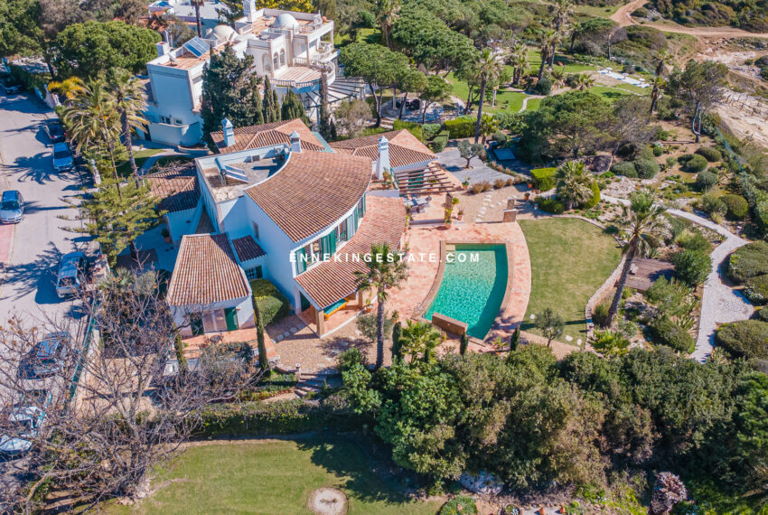 Drone Shot from the Sea Oceanfront Villa Carvoeiro Algarve